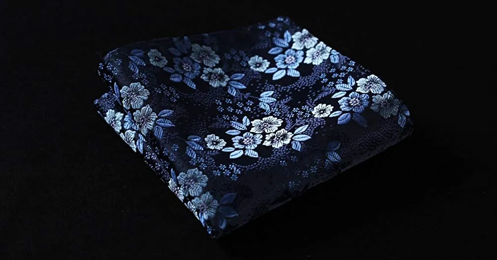 Floral Paisley Ascot Cravat Scarf - NAVY BLUE