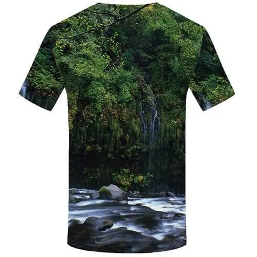 Forest T shirts Men Fish T-shirts Graphic Green T shirts Funny Tree Shirt Print Harajuku Tshirts Cool Short Sleeve T shirts