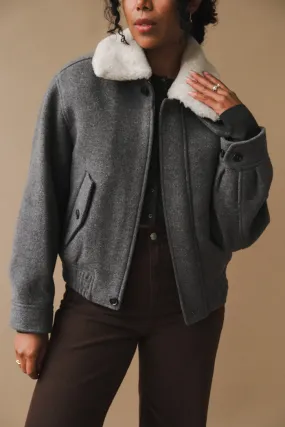 FUR DETACHABLE WOOL CASHMERE BLOUSON