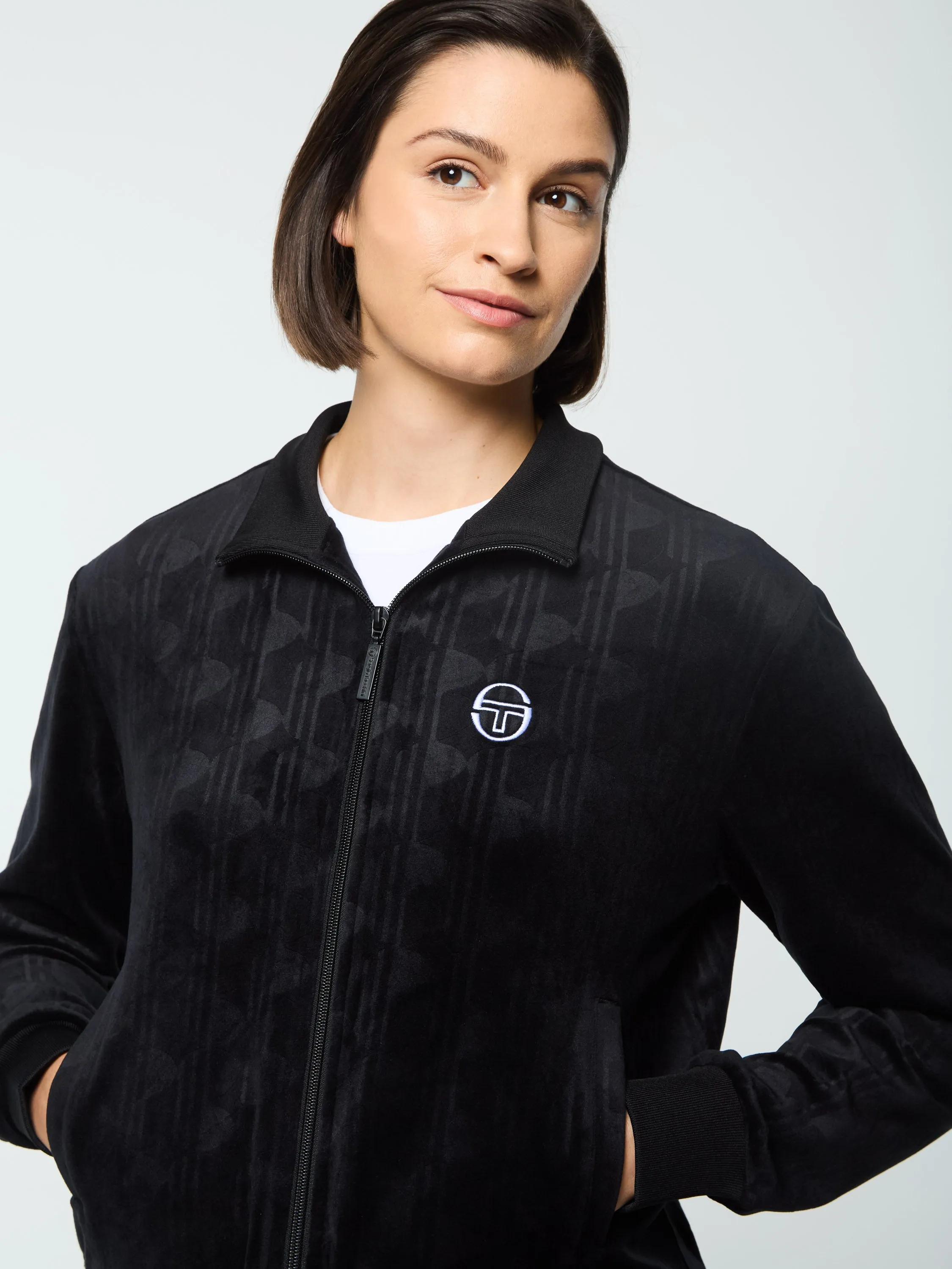 Gabrisa Velour Track Jacket- Black Beauty