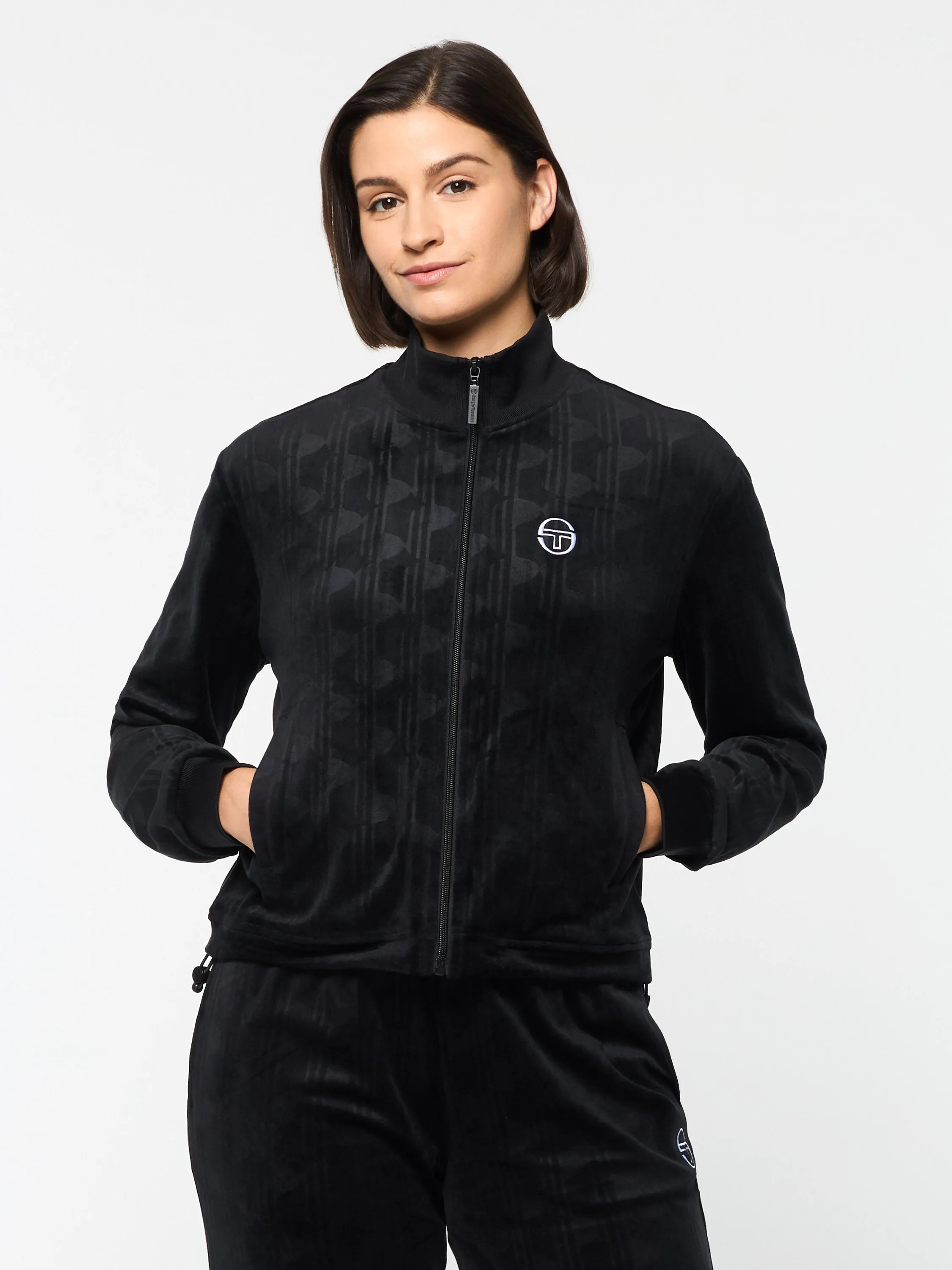 Gabrisa Velour Track Jacket- Black Beauty