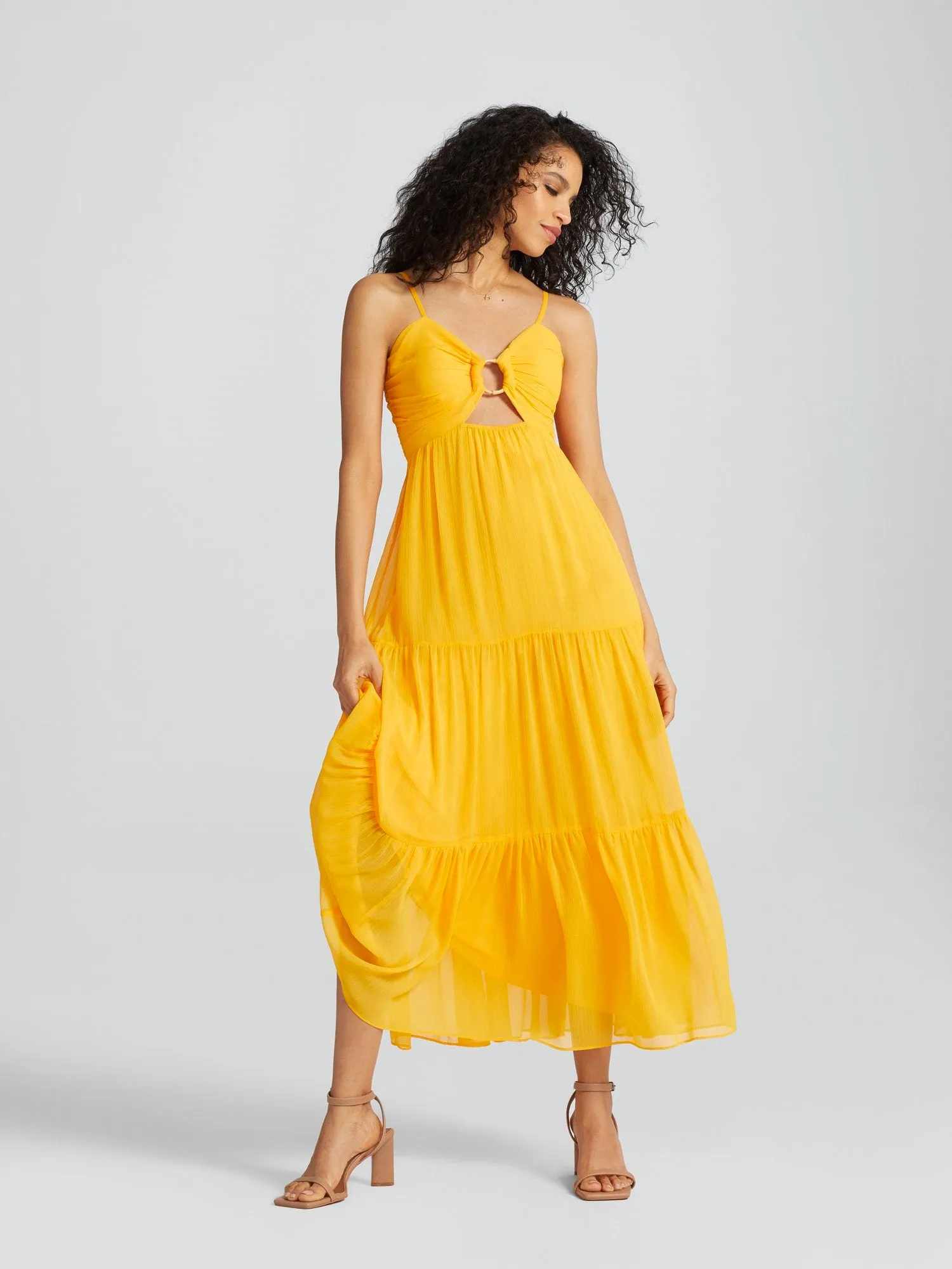 Gem O-Ring Cut-Out Maxi Dress