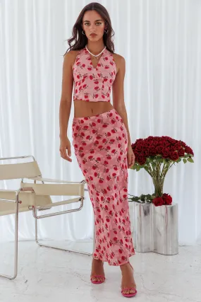 Gigi Floral Maxi Skirt Pink