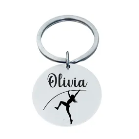 Girls Pole Vault Engraved Keychain