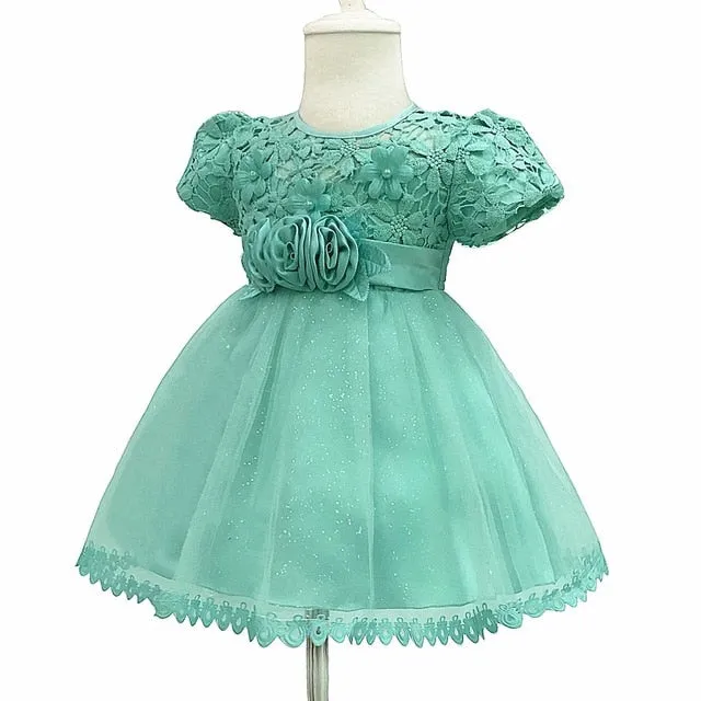 Green Baby Petal Dress, Size 3M-24M