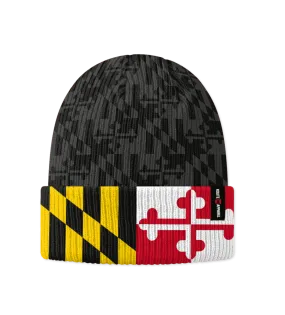 Greyscale Maryland Flag with Color Brim / Beanie