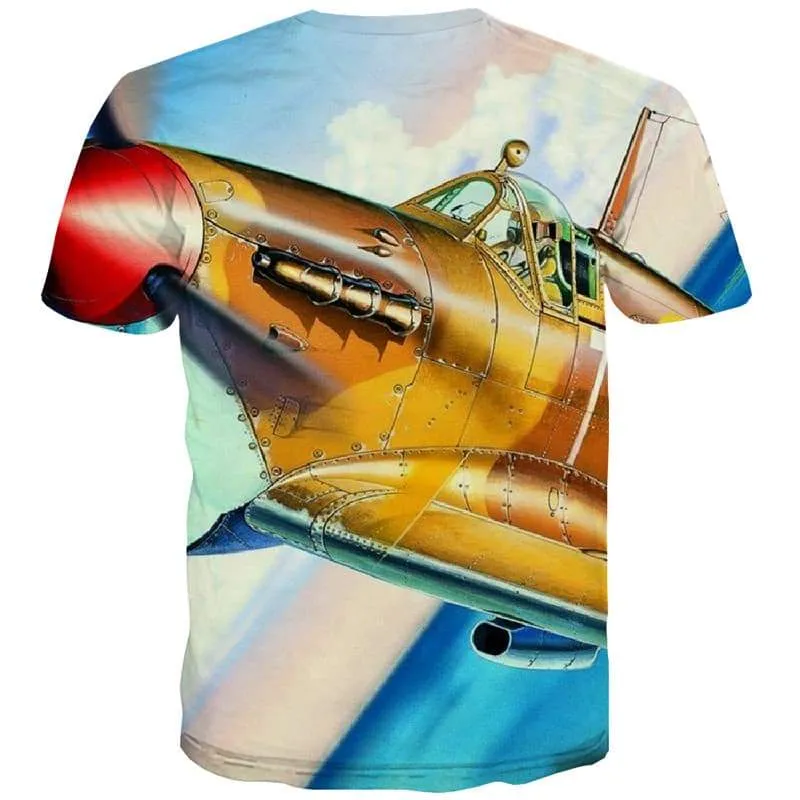 Helicopter T-shirt Men Metal Tshirt Printed War Tshirts Cool Military Tshirt Anime Colorful Tshirts Novelty