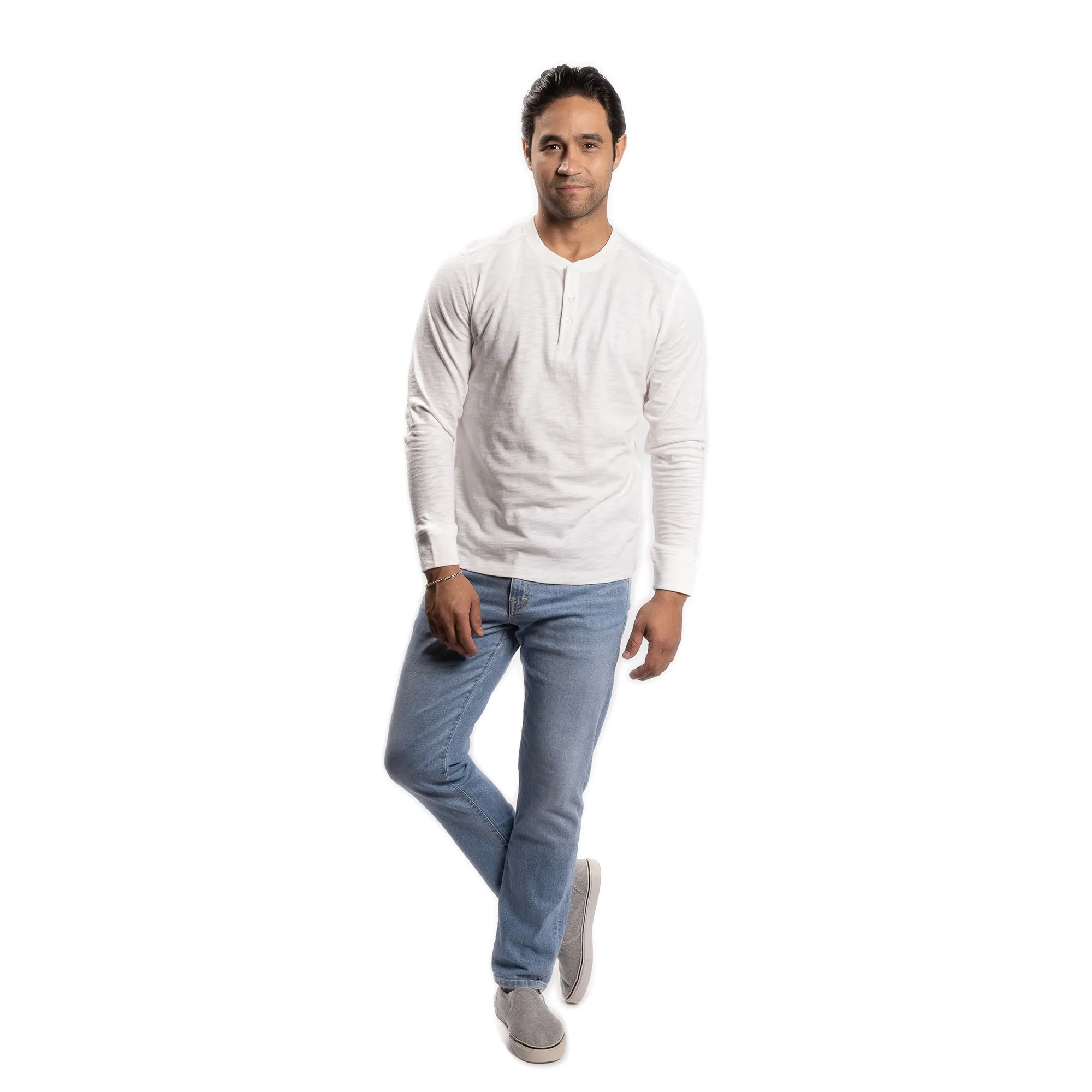 Henley Shirt Long Sleeve - White