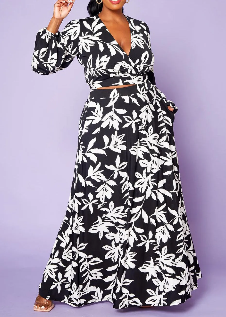 Hi Curvy  Plus Size Women Floral Top & Maxi Skirt Set