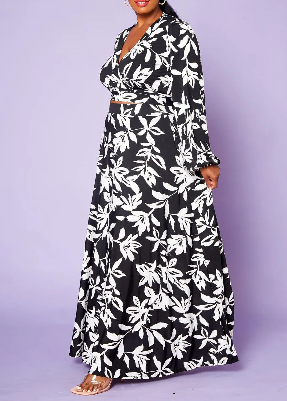 Hi Curvy  Plus Size Women Floral Top & Maxi Skirt Set