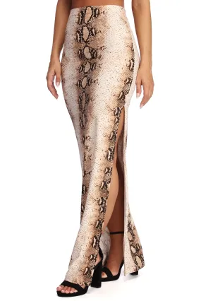 High Slit Snake Maxi Skirt