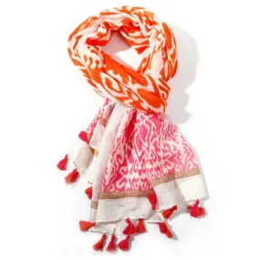 Ikat Tassel Scarf | Orange x Pink