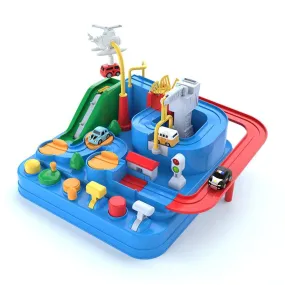 Interactive Racing Rail Car Model - Educational Track Adventure Game for Kids with Mechanical Animals and Space Rocket