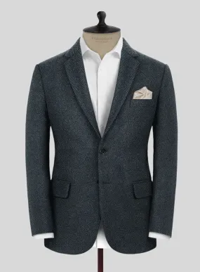 Italian Highlander Blue Herringbone Tweed Jacket