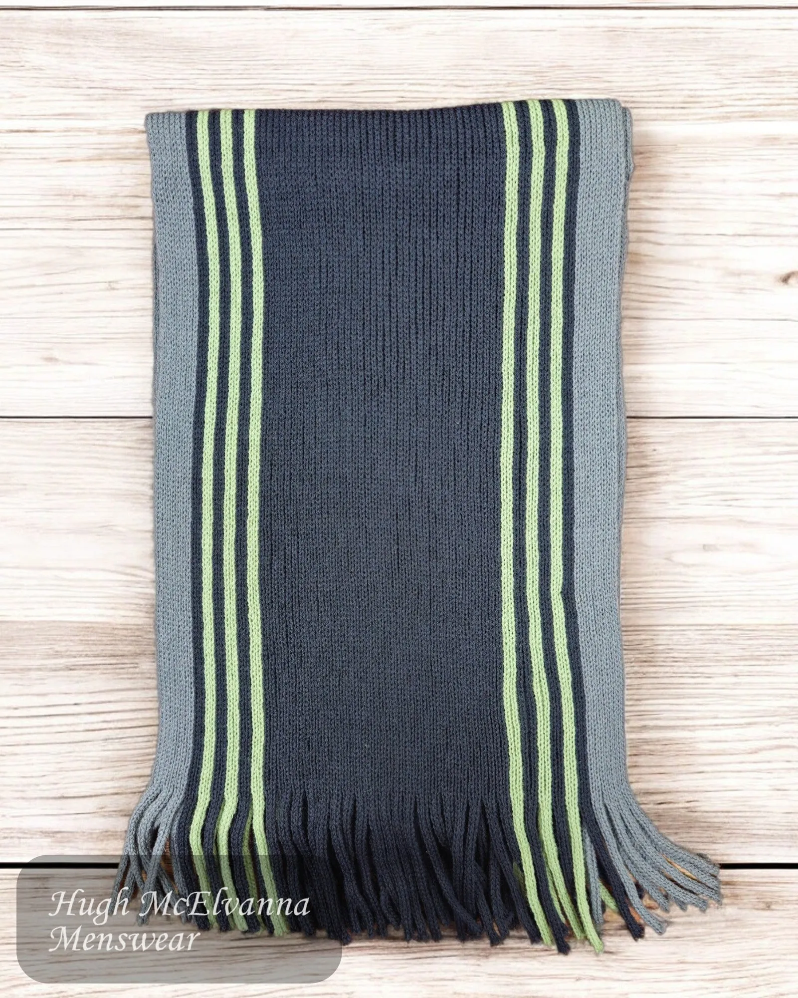 JOHN Charcoal-Green Wool Scarf