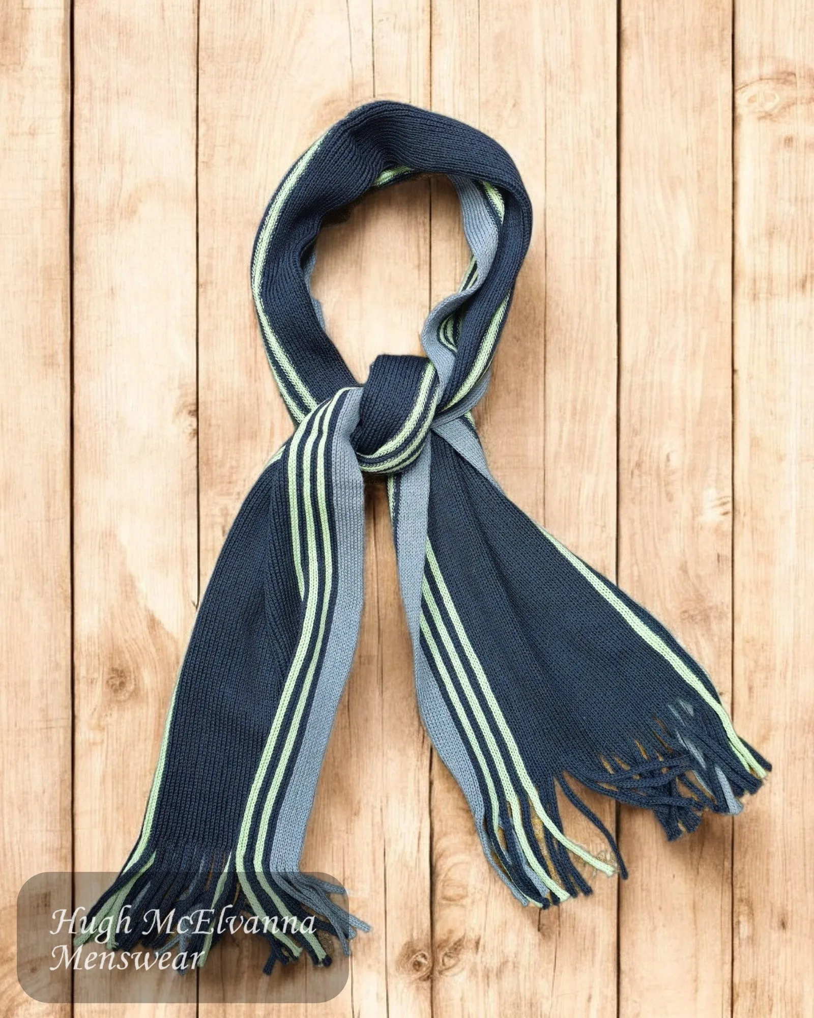 JOHN Charcoal-Green Wool Scarf