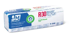 Johns Manville 90005449 Kraft-Faced R-30 Fiberglass Insulation Batt, 16" x 48"