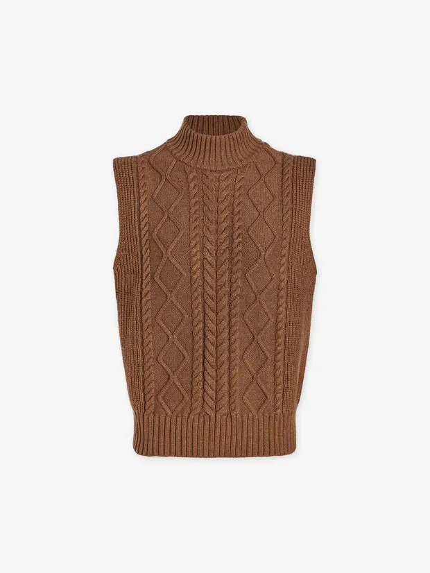 Joilette Roll Neck Vest - Caramel Pecan