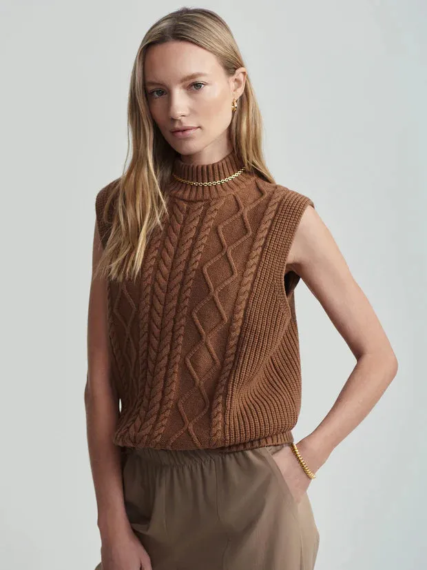 Joilette Roll Neck Vest - Caramel Pecan