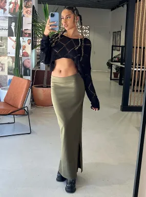 Karley Low Waist Maxi Skirt Green