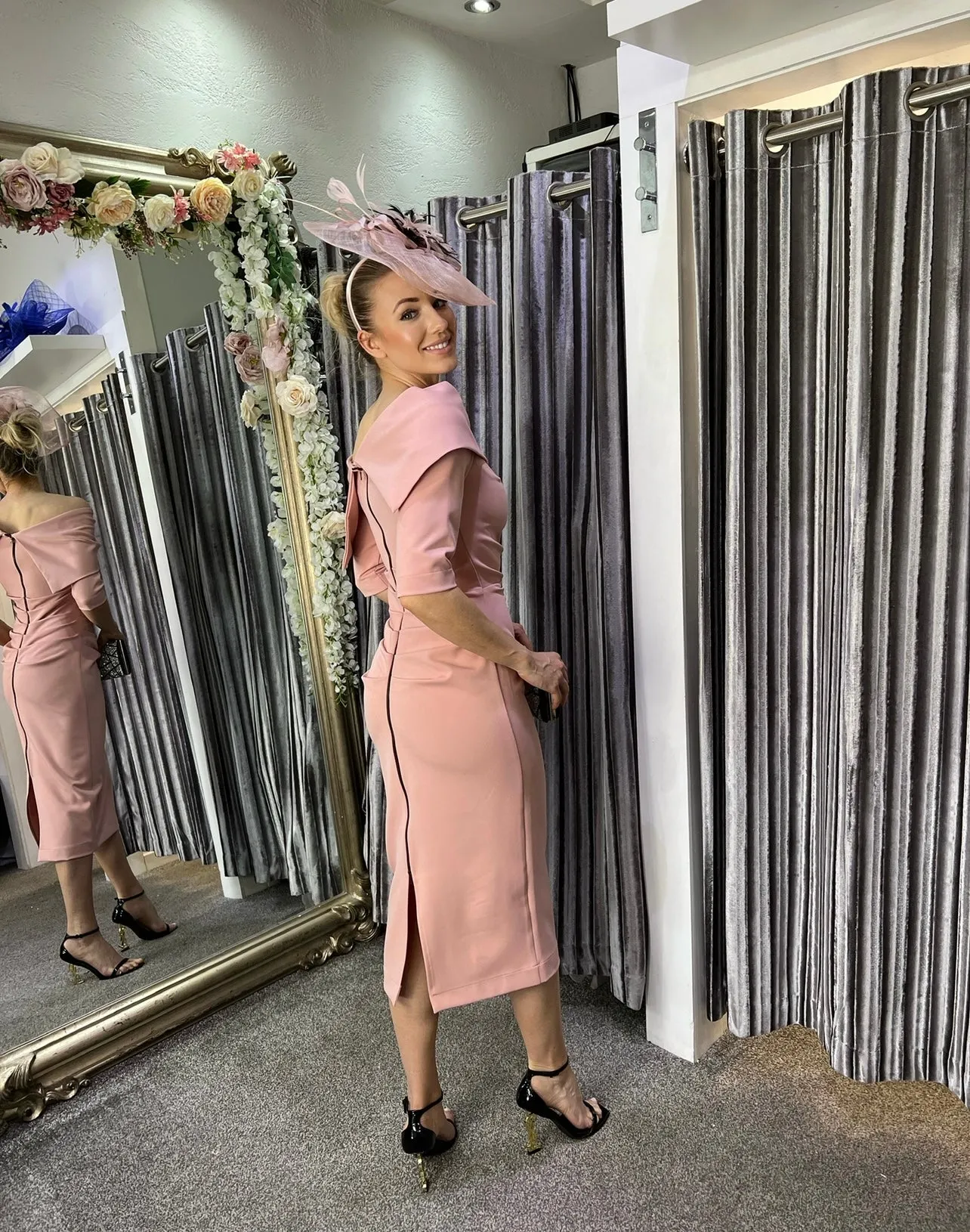 Kevan Jon coxon Bardot dress in blush