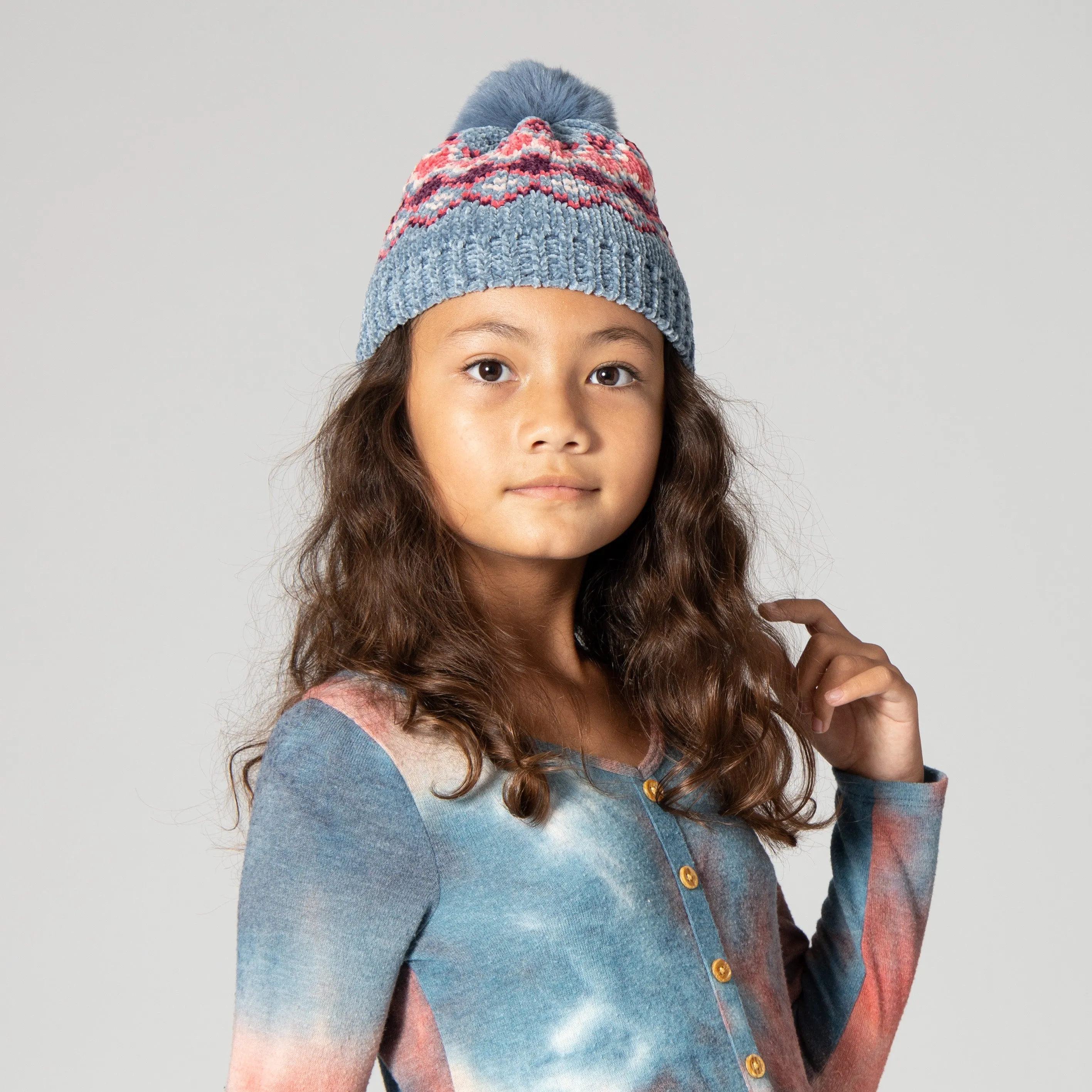 Kid's Chenille Jacquard Knit Beanie