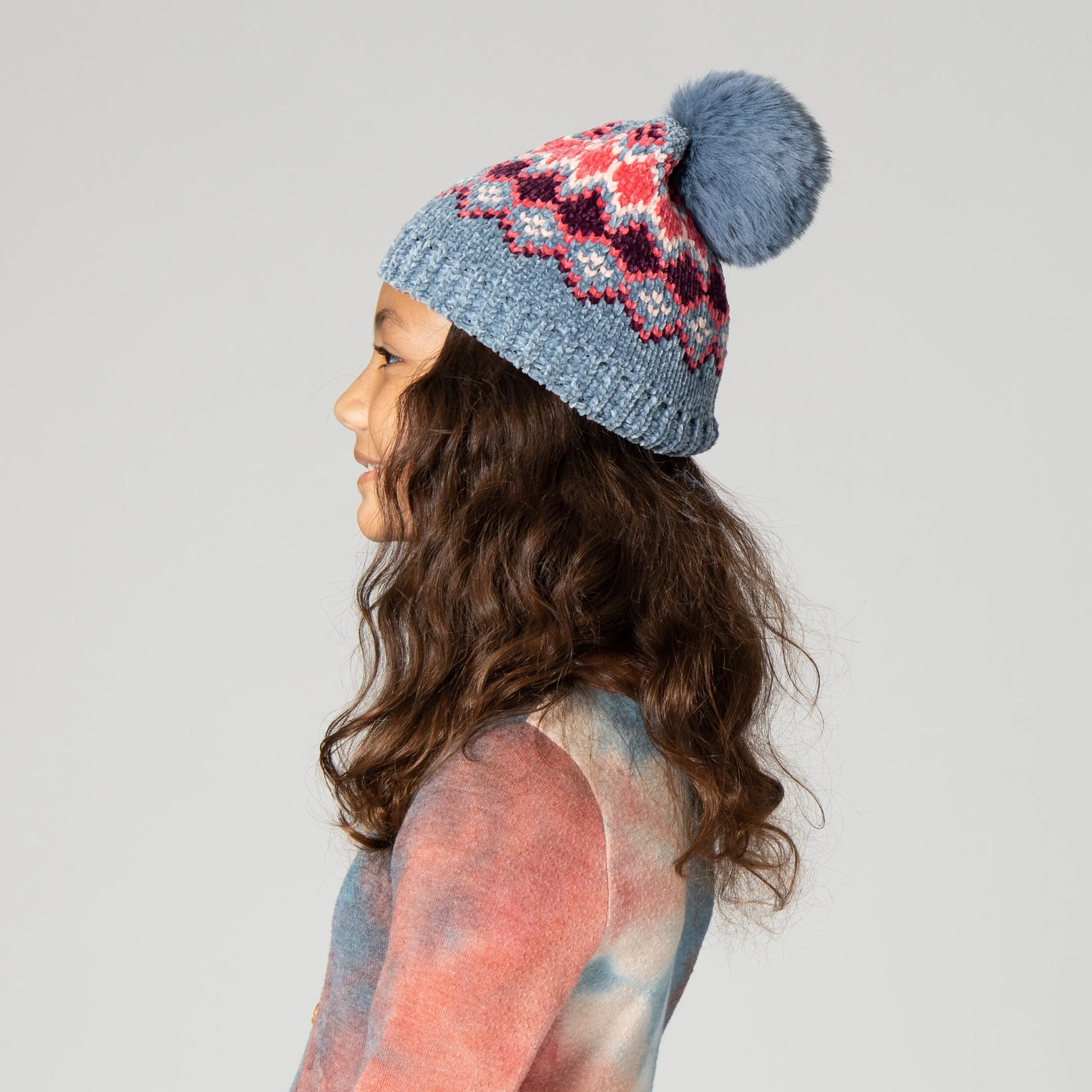 Kid's Chenille Jacquard Knit Beanie