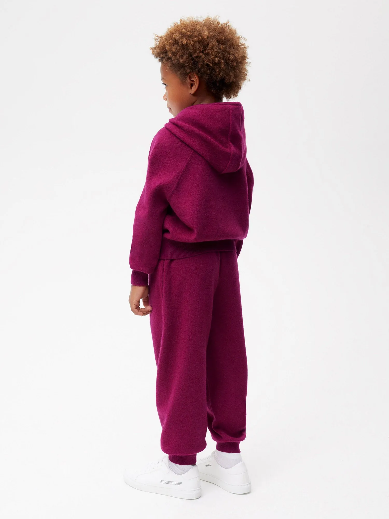 Kids' Recycled Cashmere Track Pants—plum purple