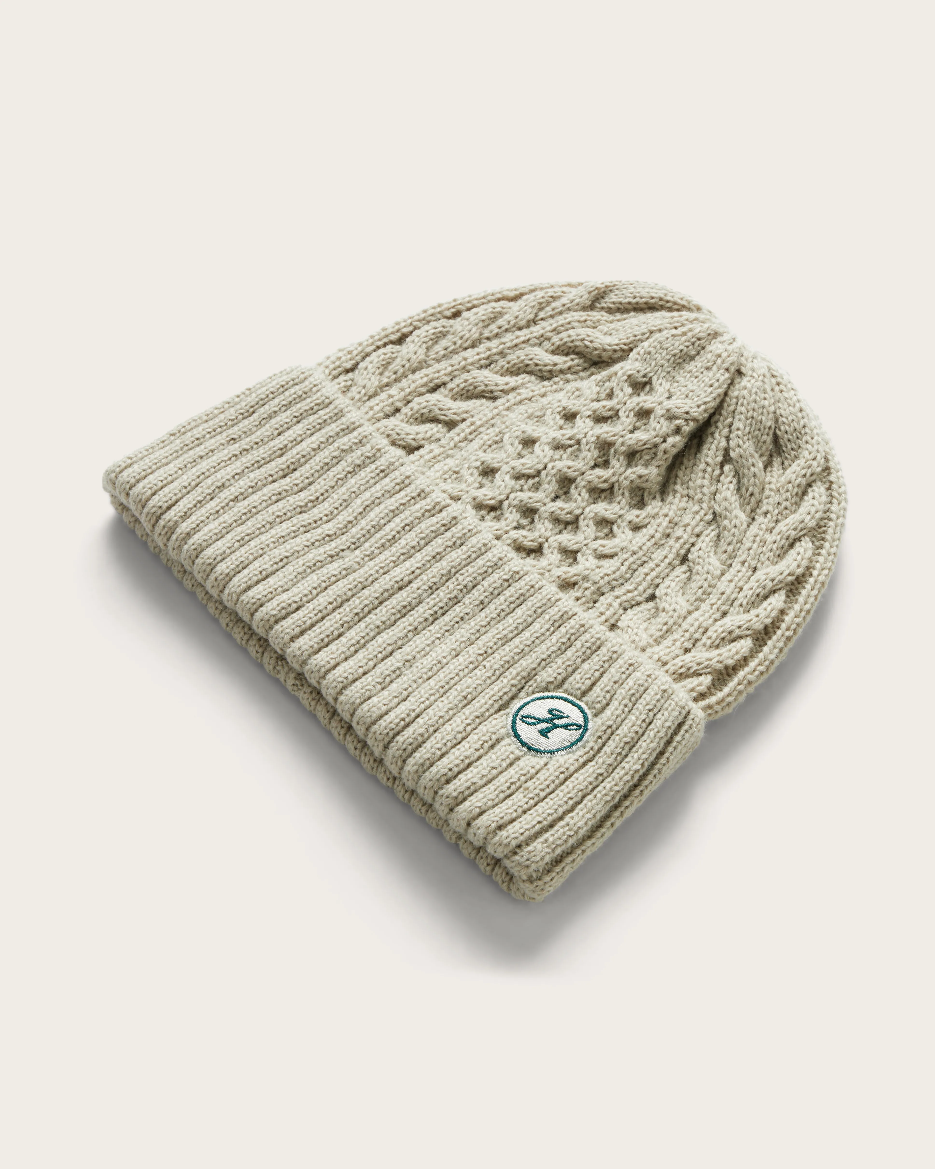 Kids Vulcan Cable Knit Beanie in Grey Sage