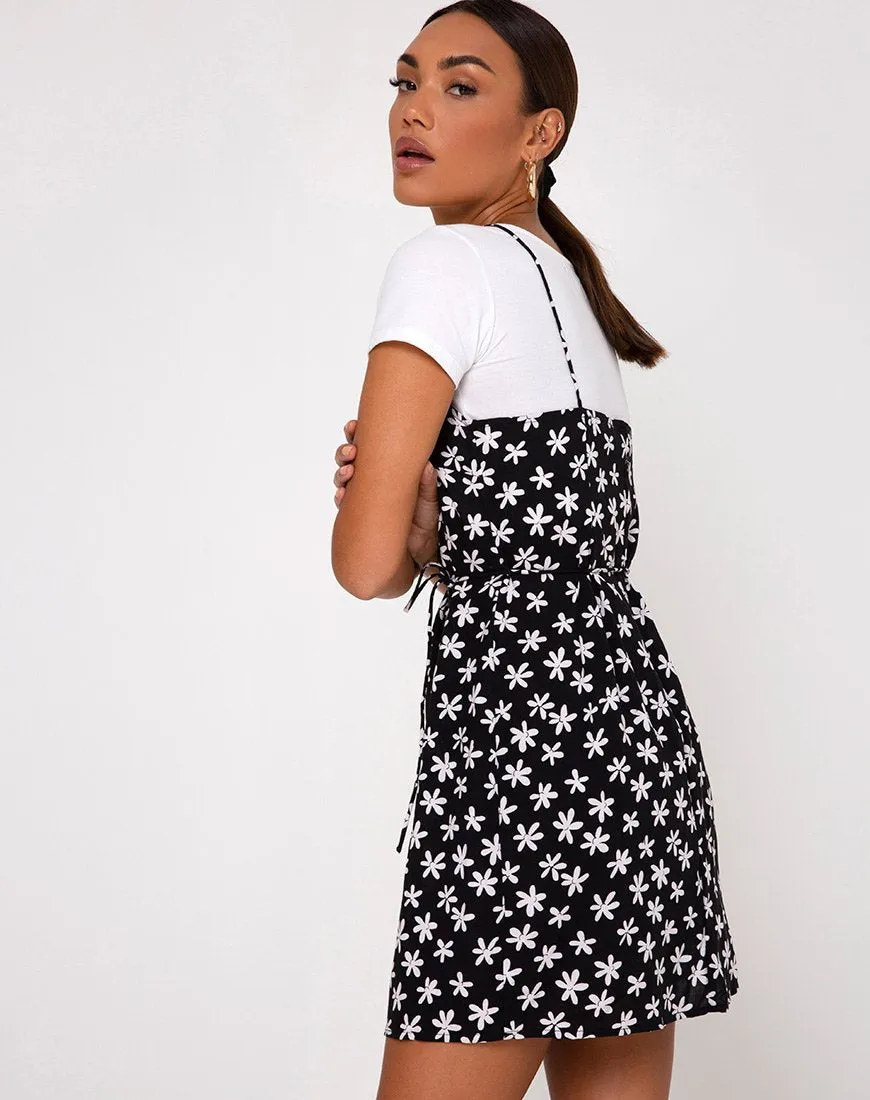 Kinley Slip Dress in 90's Daisy Black and White