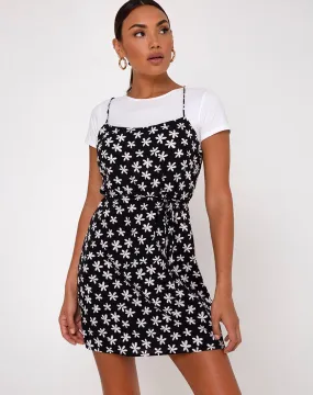 Kinley Slip Dress in 90's Daisy Black and White