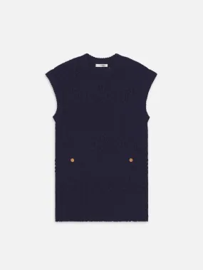 Knitted Vest Dress -- Navy