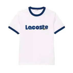 Lacoste Printed Contrast Accent T-Shirt (White/Blue) - TH7531