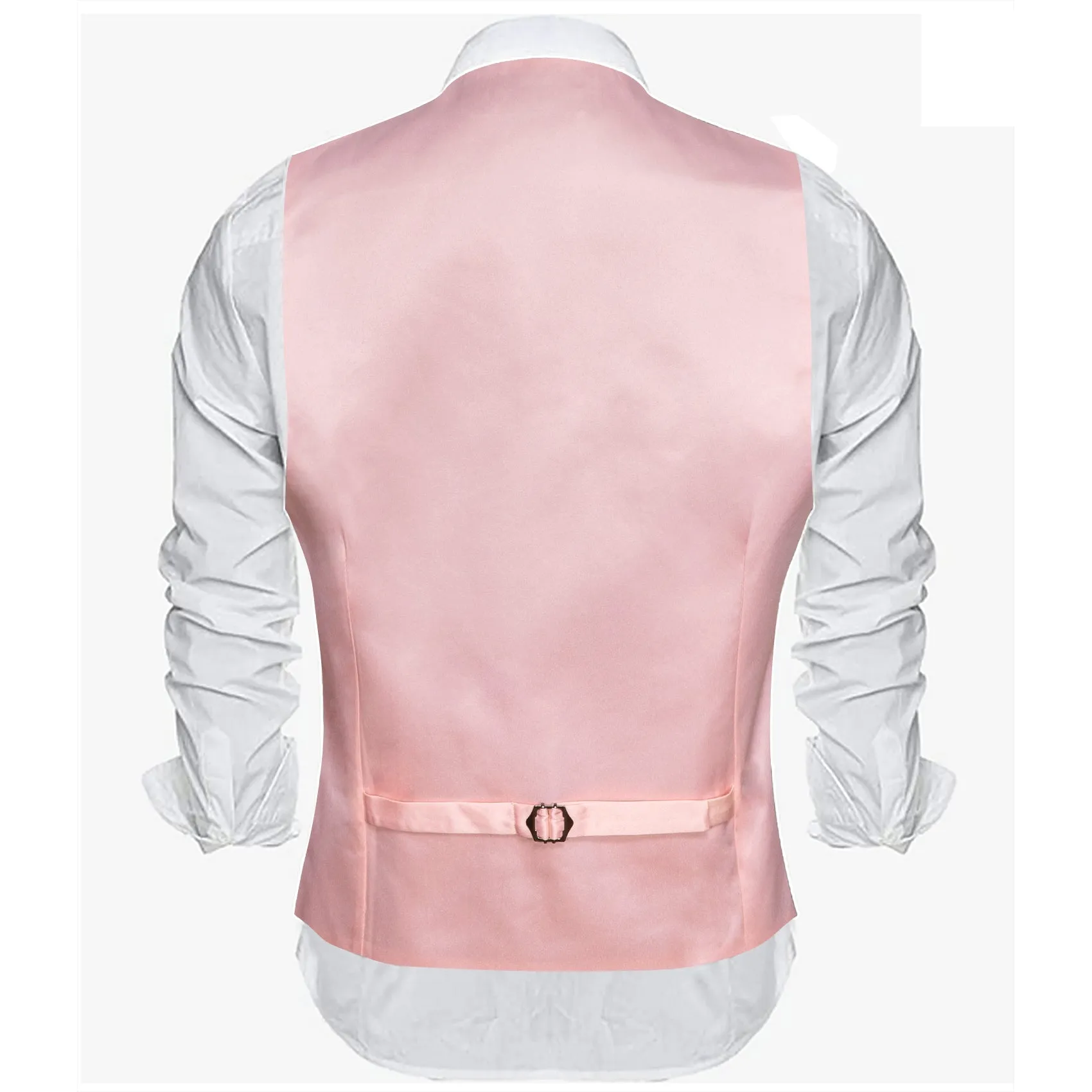 Light Pink Solid Satin Men's V-Neck Business Vest