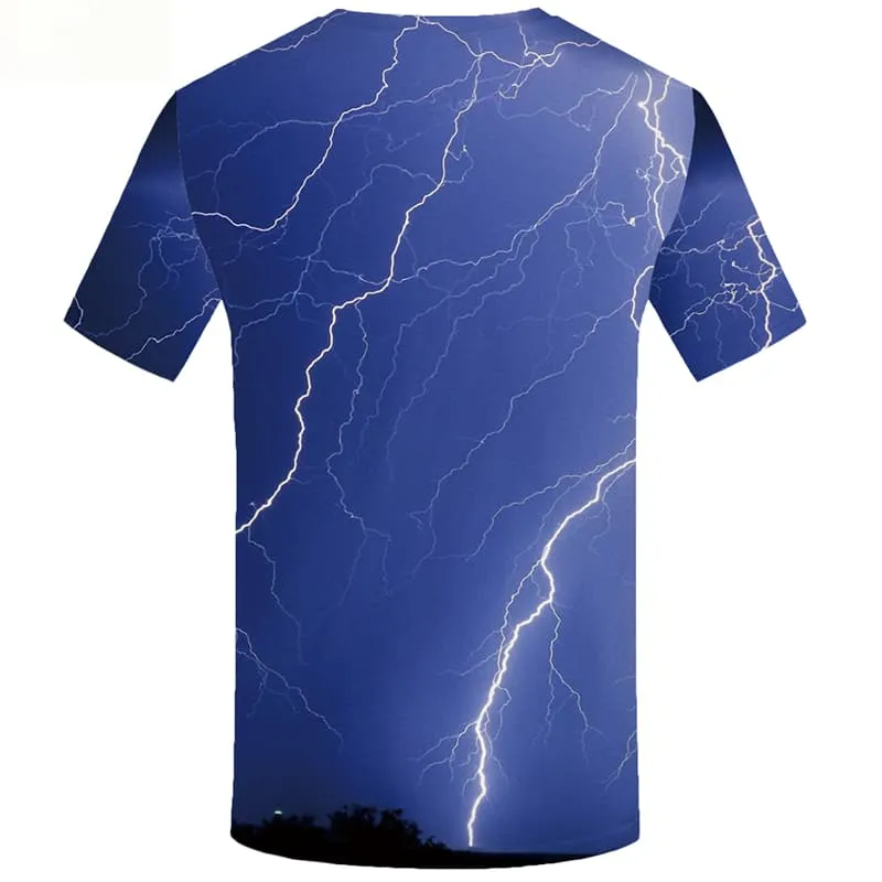 Lightning T shirts Men Forest Tshirts Casual Space Shirt Print Short Sleeve