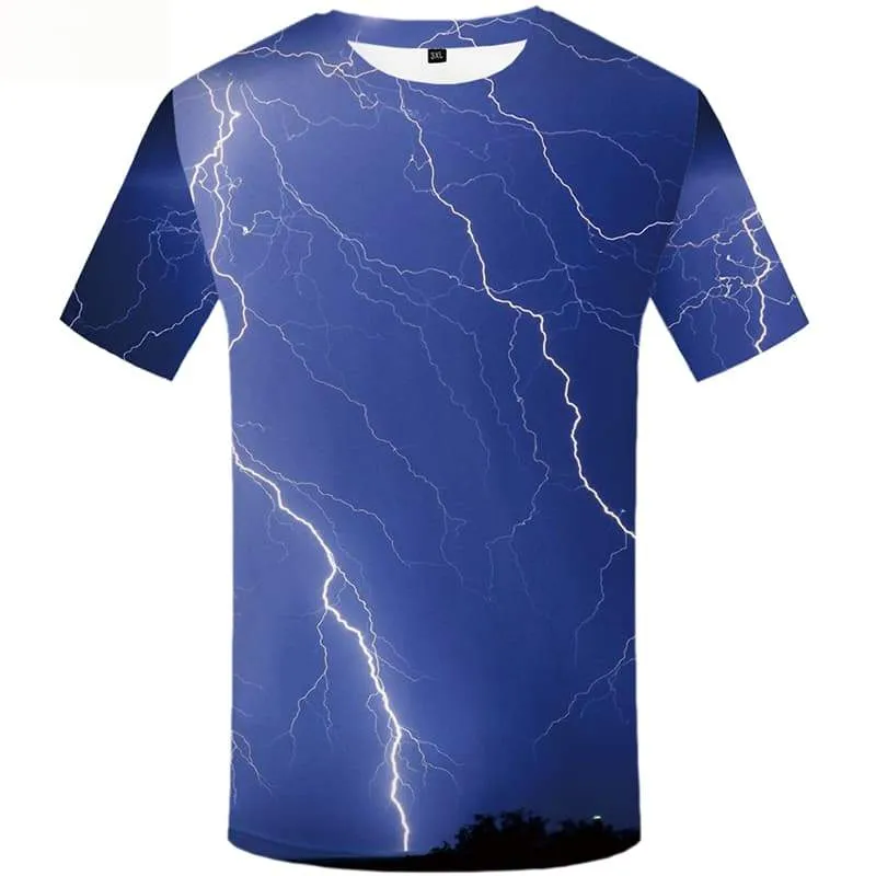 Lightning T shirts Men Forest Tshirts Casual Space Shirt Print Short Sleeve