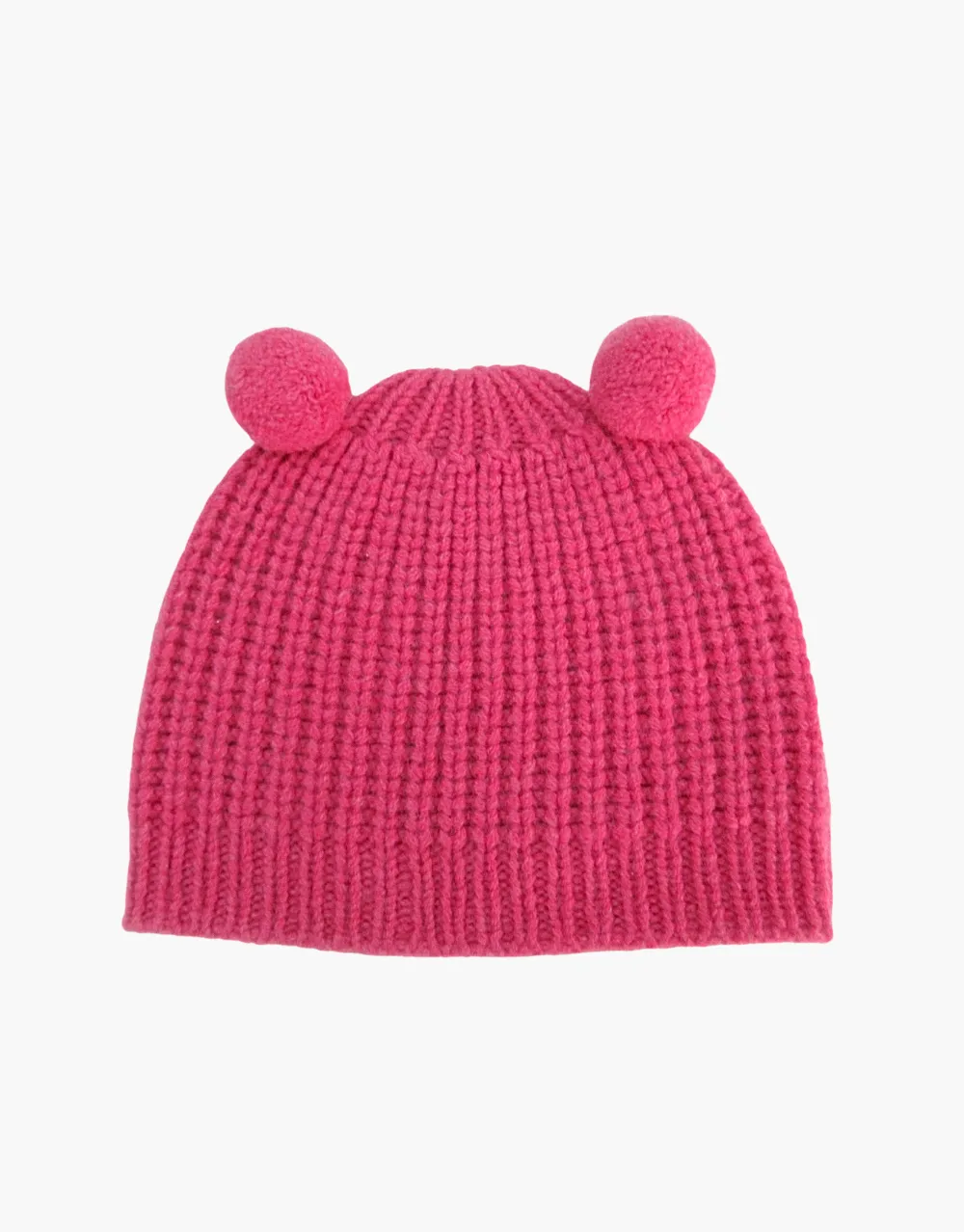 Little Cashmere Beanie with Pom Pom Ears in Peony