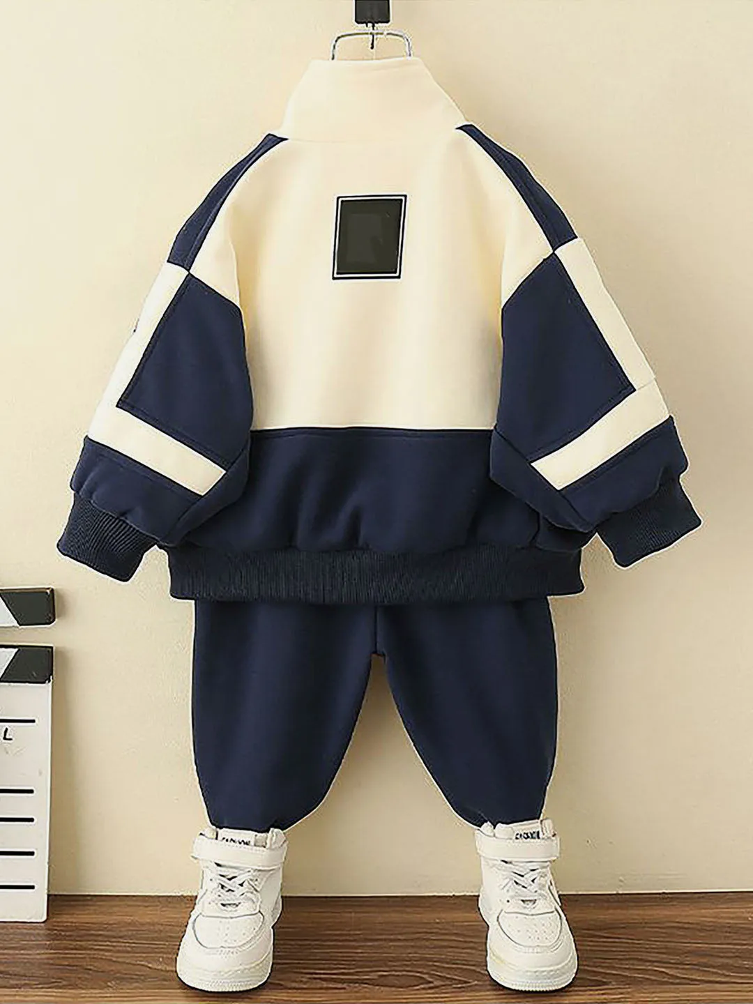 Little Surprise Box, Casual Navy & Cream 2Pcs Track Suit Set For Boys,Kids & Tweens