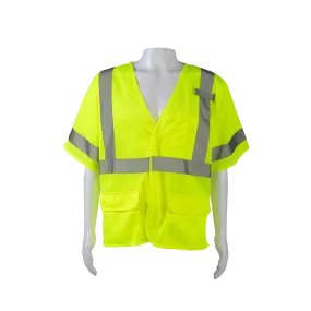 LVM3 ANSI 107-2020 CLASS 3 Vest, Lime Mesh Hook & Loop Closure