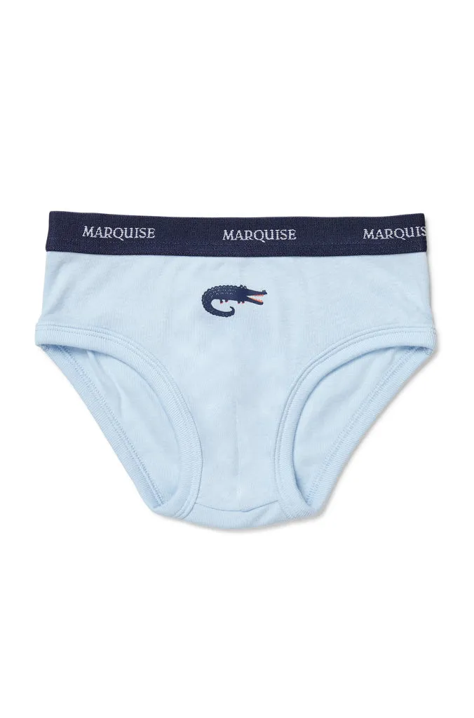 Marquise Boys Crocodile 2 Pack Underwear - Blue/Grey