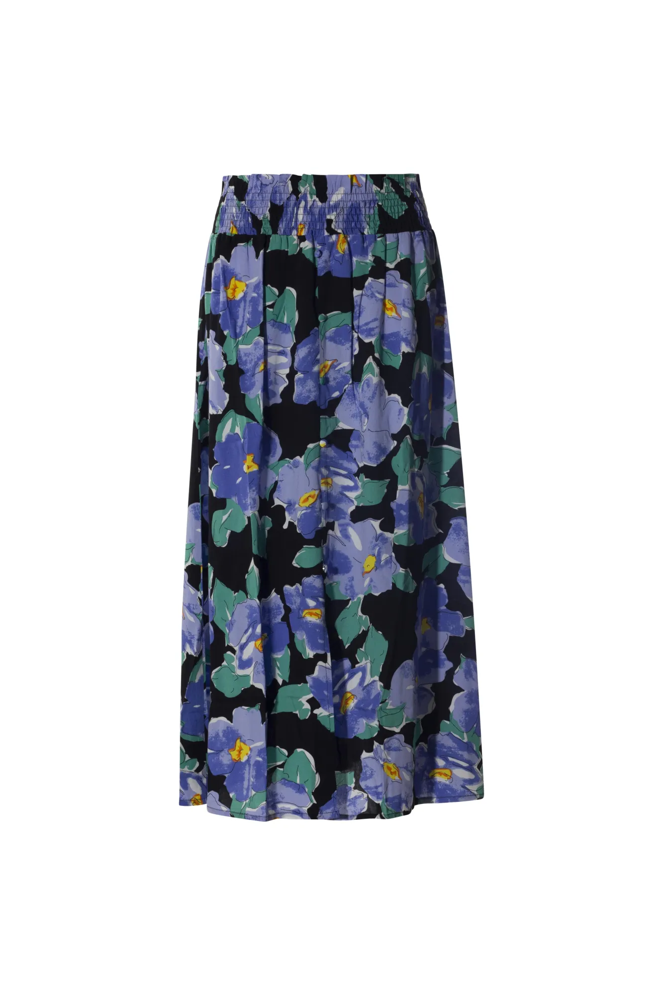 Maxi Skirt with shirred waistband | Blue Green Flower | 3364AR