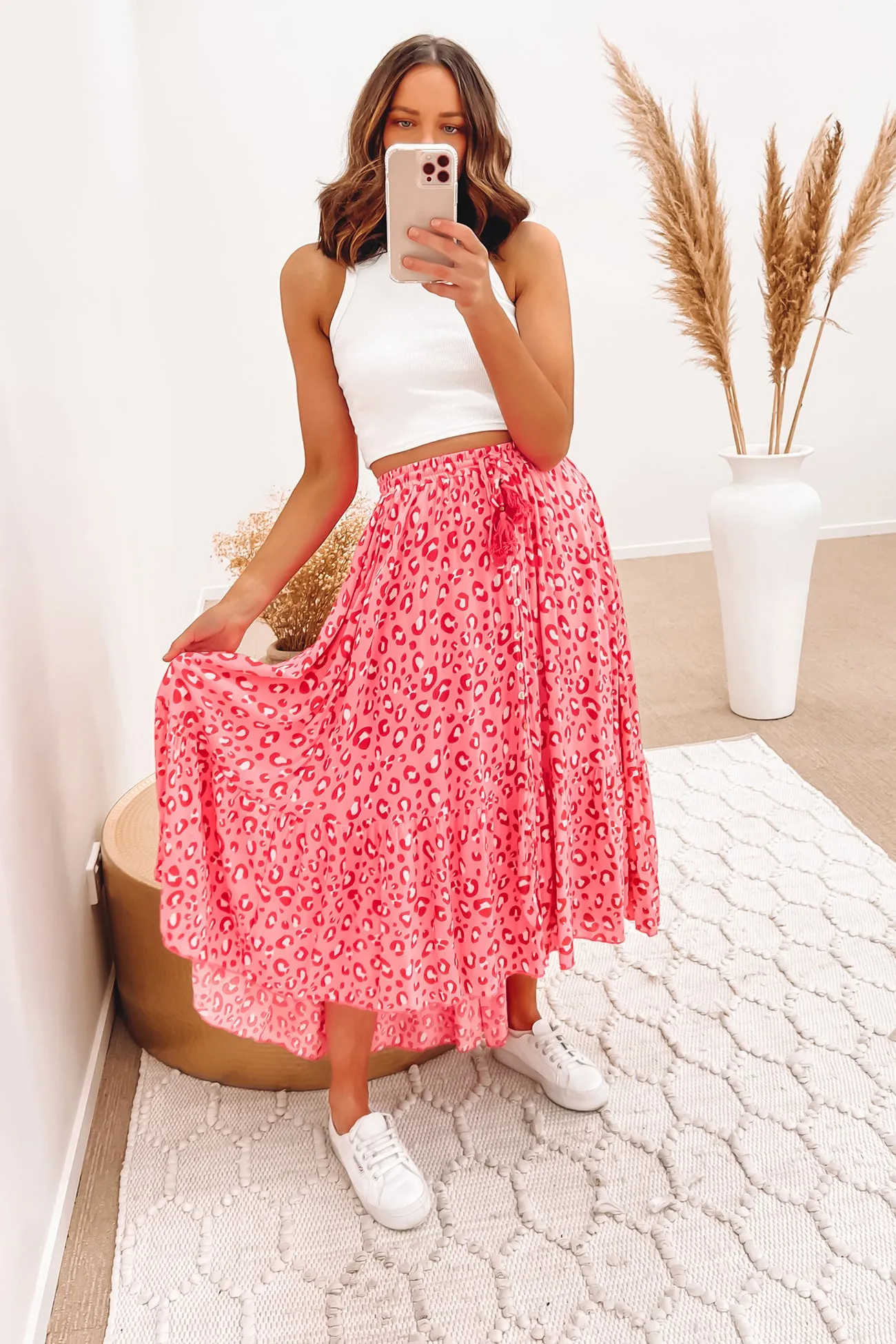 Mckenzie Maxi Skirt Pink Leopard