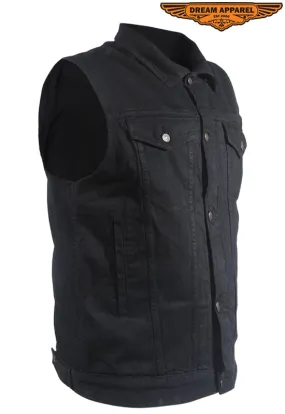 Mens Black Denim Gun Pocket Vest