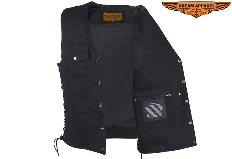 Men’s Black Denim Motorcycle Club Vest