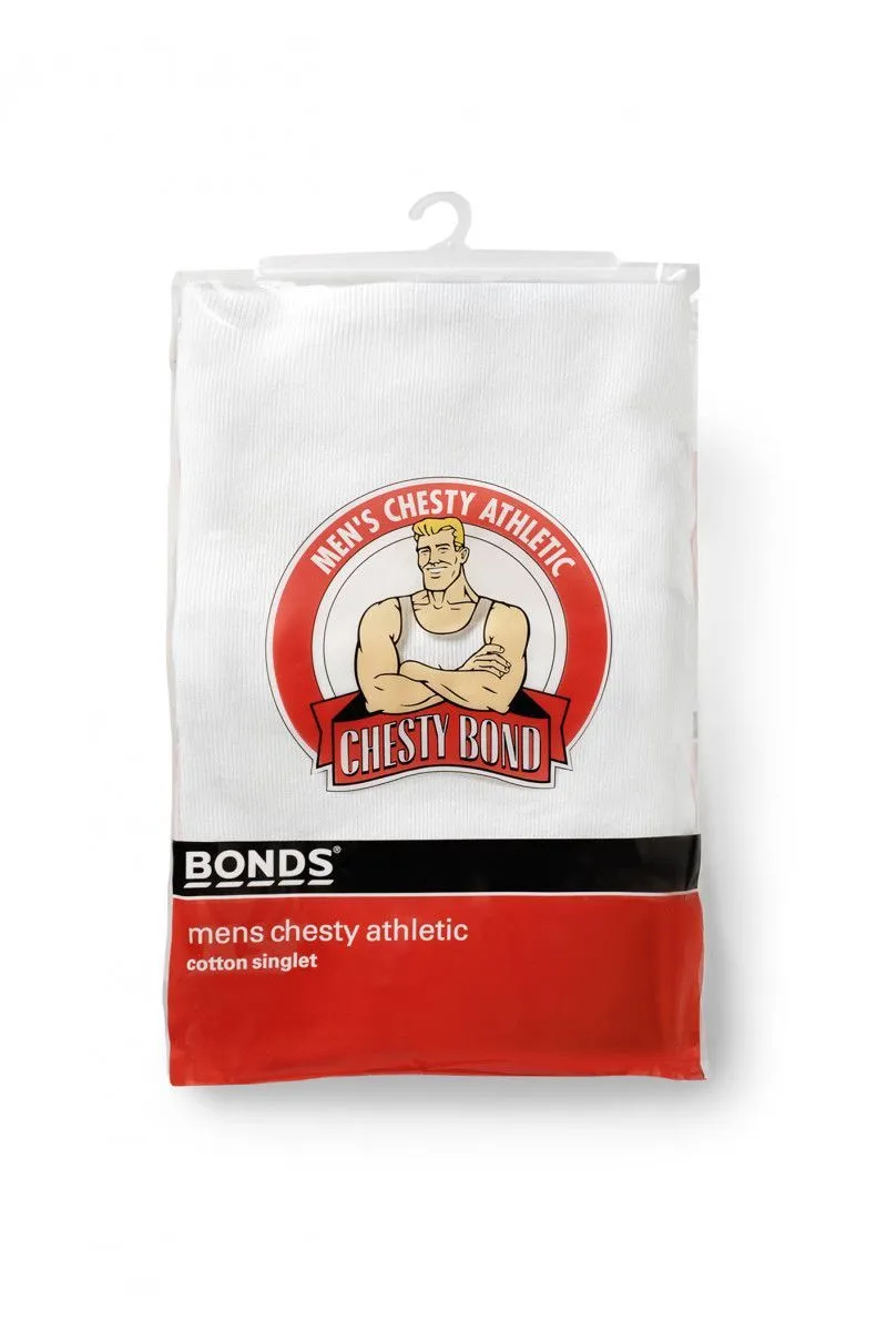 Mens Bonds 3 Pack White Chesty Athletic Singlets