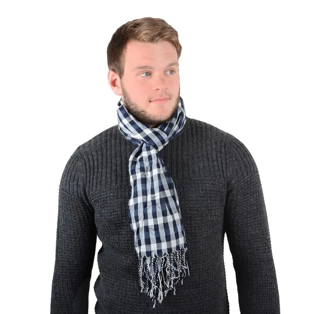 Mens Check Lightweight Woven Scarf Milan/ Roma/ Venice