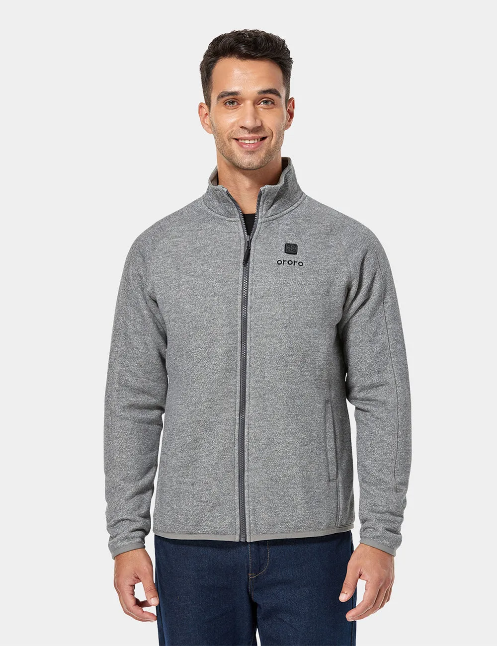 Men's Heated Full-Zip Fleece Jacket - Black / Grey