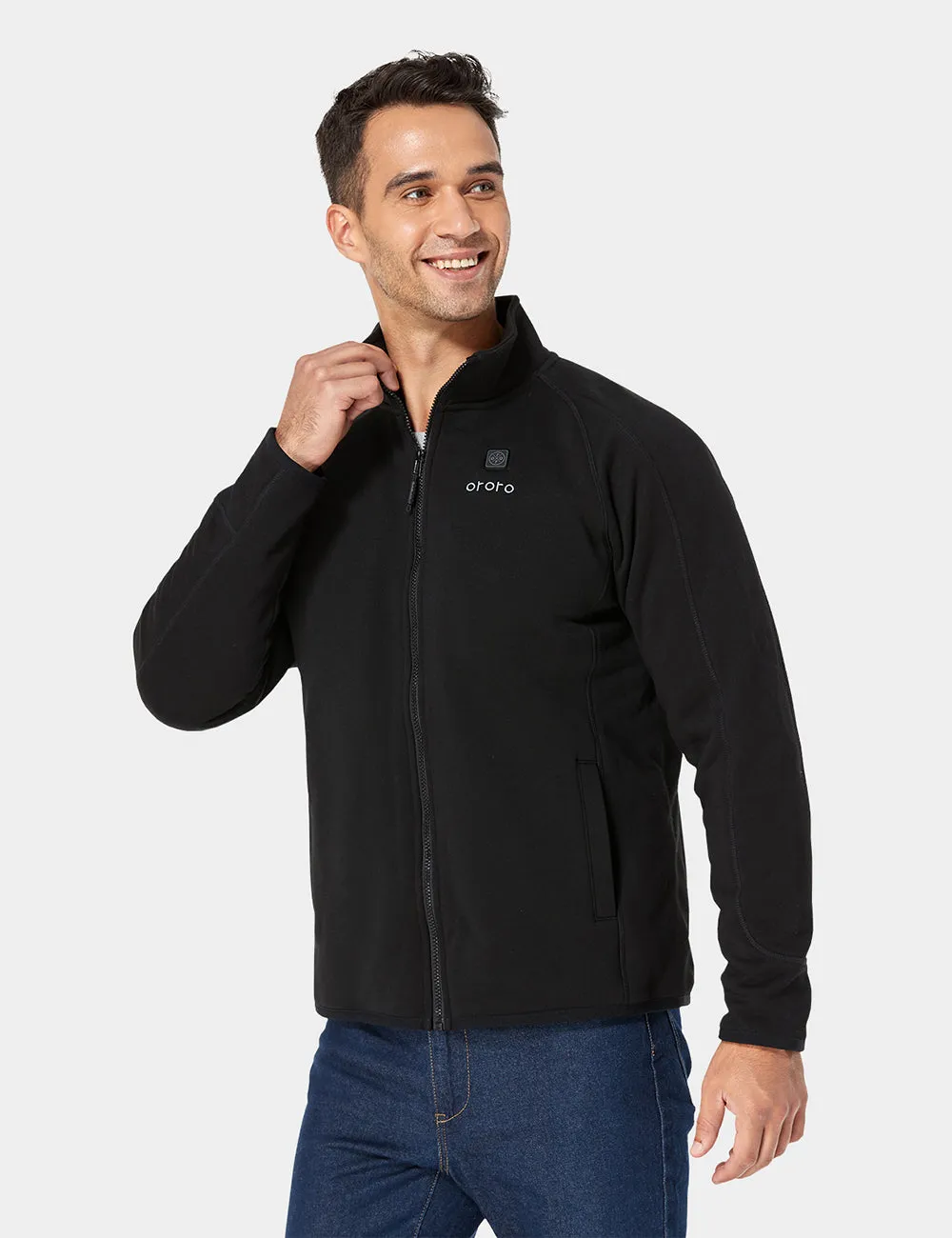 Men's Heated Full-Zip Fleece Jacket - Black / Grey