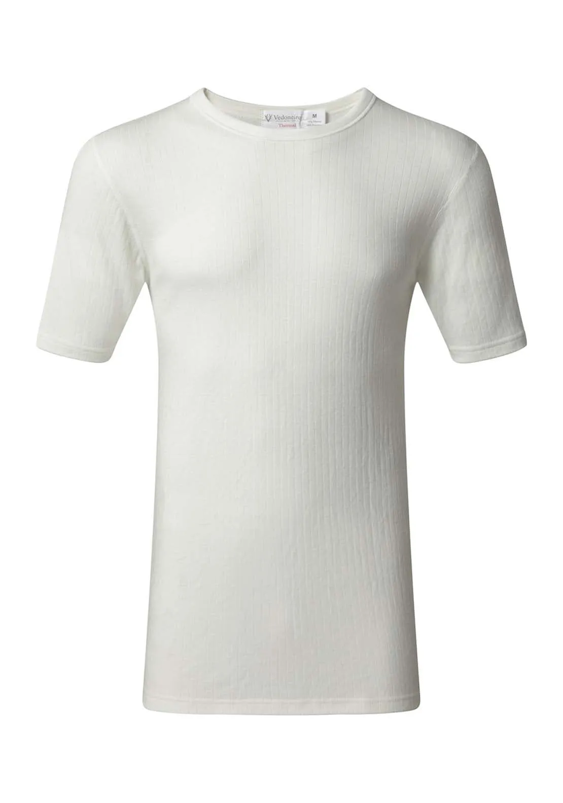 Mens Thermal Short Sleeve Top - Cream / White