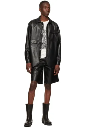 Men’s Trendy Black Leather Shirt Full Sleeves